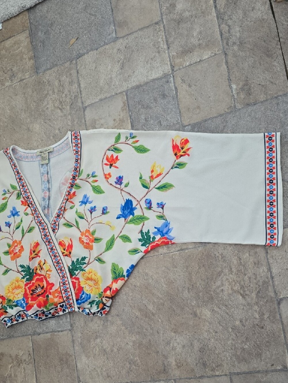Flying Tomato Boho Floral Kimono Crop Top Wrap Style Small - Picture 3 of 10